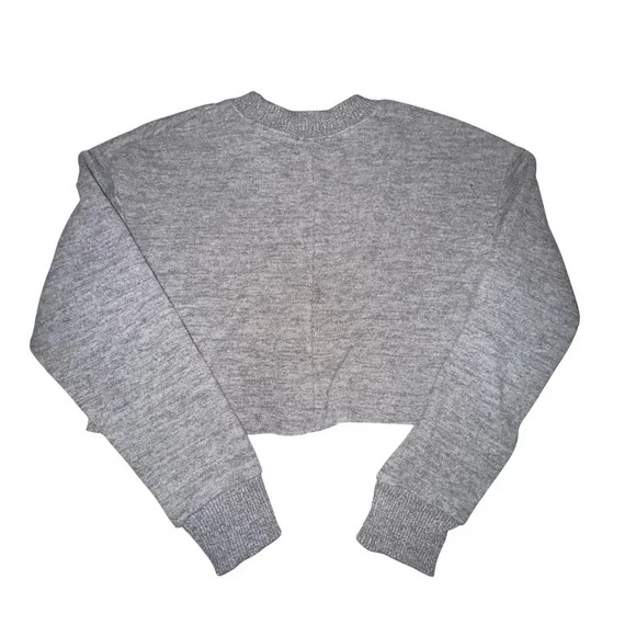 ZARA Knit 2pc Skirt Set Womens S Gray Cropped Sweater Midi Skirt Minimalist - Picture 4 of 10